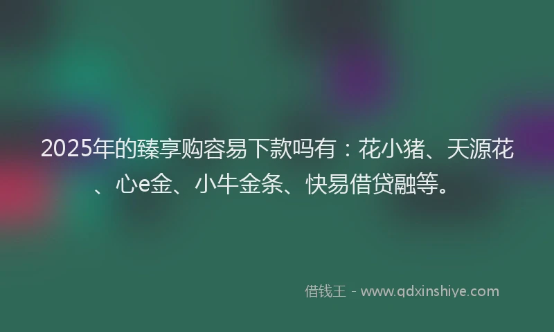 2025年的臻享购容易下款吗有：花小猪、天源花、心e金、小牛金条、快易借贷融等。