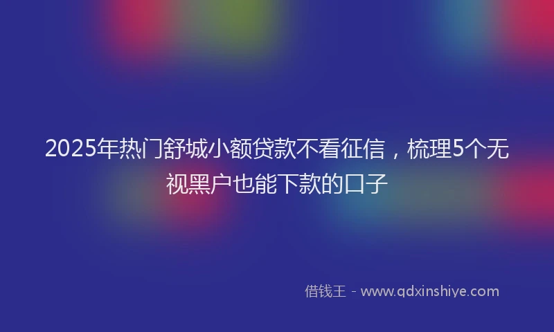 2025年热门舒城小额贷款不看征信，梳理5个无视黑户也能下款的口子