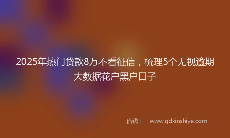 2025年热门贷款8万不看征信，梳理5个无视逾期大数据花户黑户口子