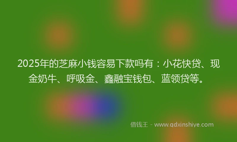2025年的芝麻小钱容易下款吗有：小花快贷、现金奶牛、呼吸金、鑫融宝钱包、蓝领贷等。