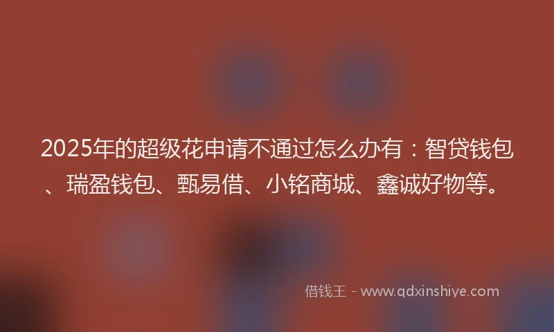 2025年的超级花申请不通过怎么办有：智贷钱包、瑞盈钱包、甄易借、小铭商城、鑫诚好物等。