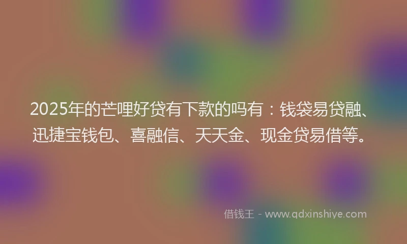 2025年的芒哩好贷有下款的吗有：钱袋易贷融、迅捷宝钱包、喜融信、天天金、现金贷易借等。