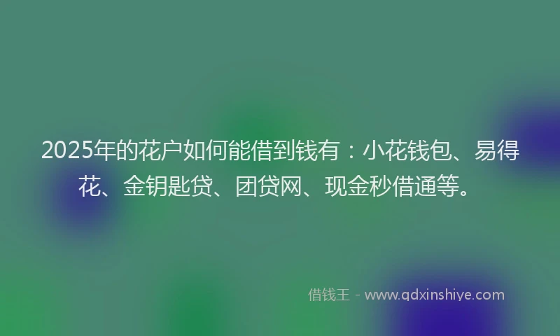 2025年的花户如何能借到钱有：小花钱包、易得花、金钥匙贷、团贷网、现金秒借通等。