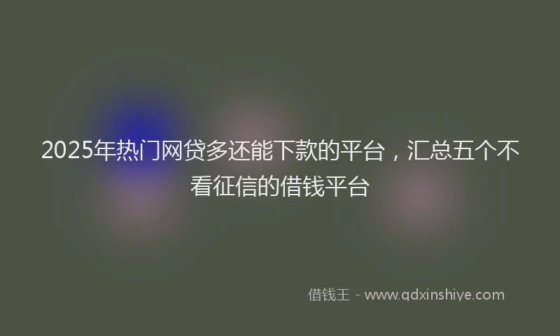 2025年热门网贷多还能下款的平台，汇总五个不看征信的借钱平台