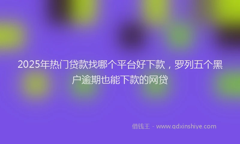 2025年热门贷款找哪个平台好下款，罗列五个黑户逾期也能下款的网贷