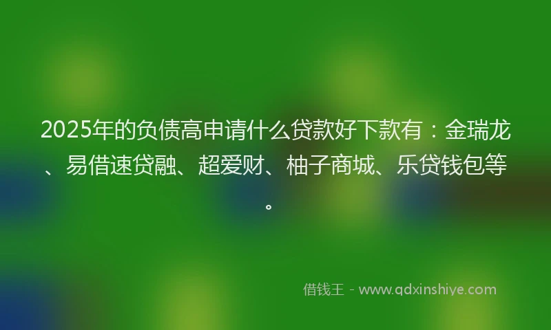 2025年的负债高申请什么贷款好下款有：金瑞龙、易借速贷融、超爱财、柚子商城、乐贷钱包等。