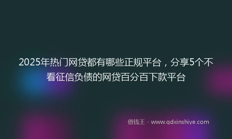2025年热门网贷都有哪些正规平台，分享5个不看征信负债的网贷百分百下款平台