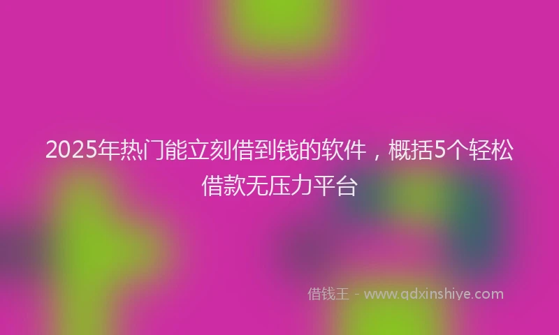2025年热门能立刻借到钱的软件，概括5个轻松借款无压力平台
