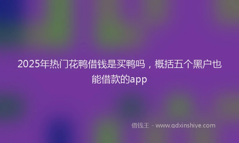 2025年热门花鸭借钱是买鸭吗，概括五个黑户也能借款的app