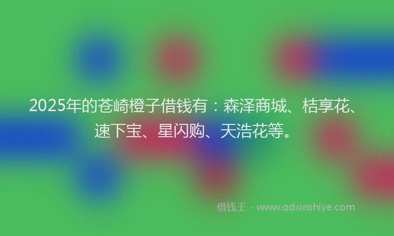 2025年的苍崎橙子借钱有：森泽商城、桔享花、速下宝、星闪购、天浩花等。