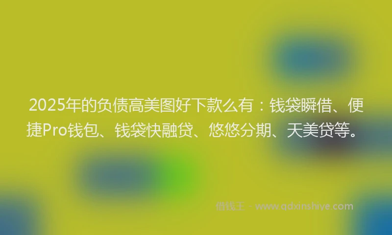 2025年的负债高美图好下款么有：钱袋瞬借、便捷Pro钱包、钱袋快融贷、悠悠分期、天美贷等。