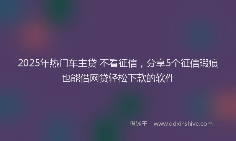 2025年热门车主贷 不看征信，分享5个征信瑕疵也能借网贷轻松下款的软件