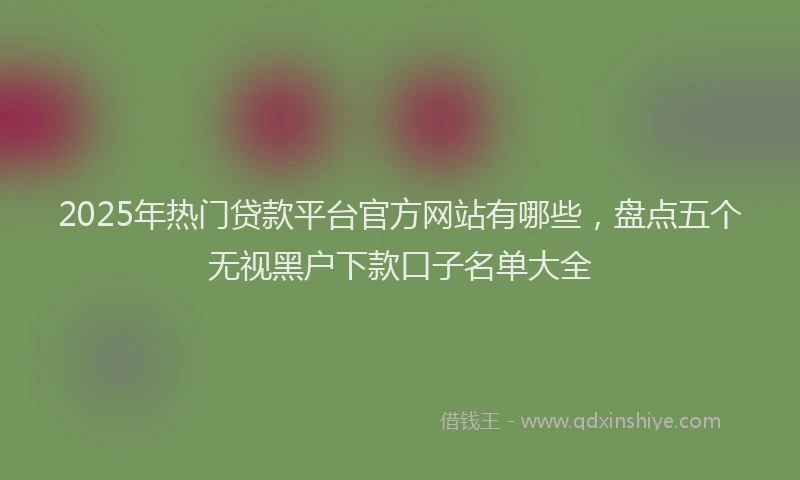 2025年热门贷款平台官方网站有哪些，盘点五个无视黑户下款口子名单大全