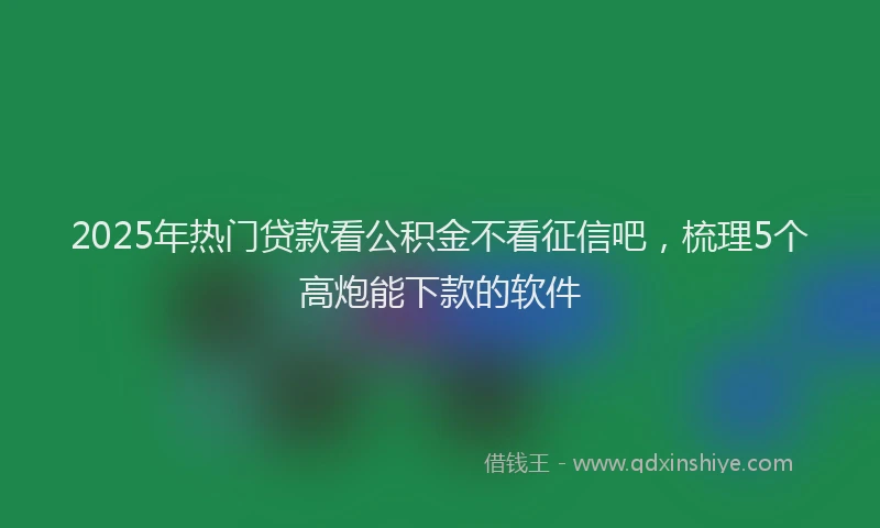 2025年热门贷款看公积金不看征信吧，梳理5个高炮能下款的软件