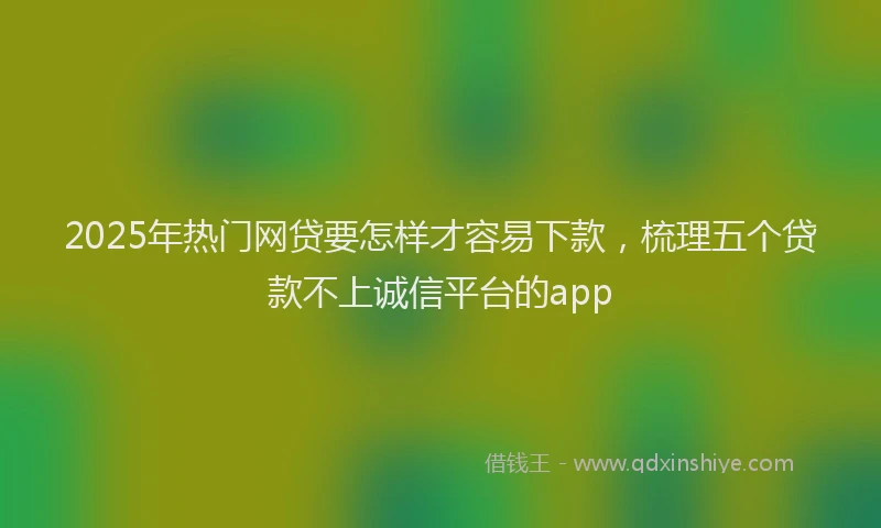 2025年热门网贷要怎样才容易下款，梳理五个贷款不上诚信平台的app