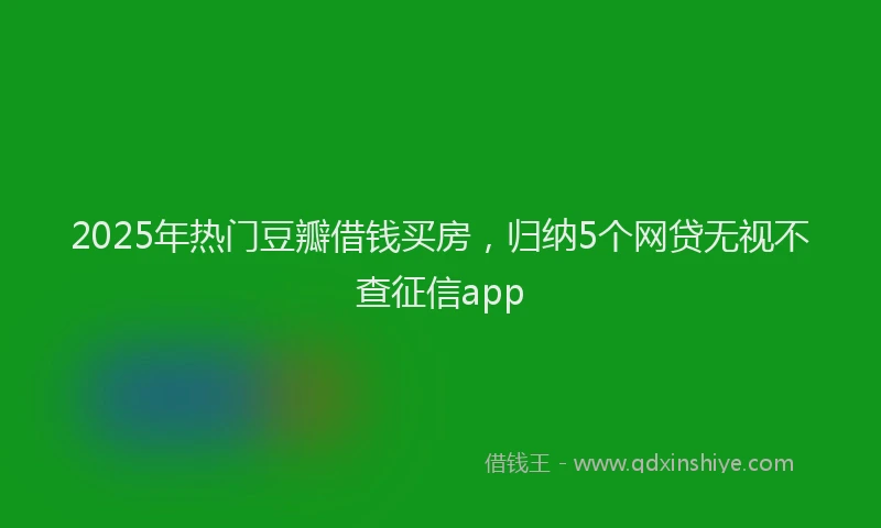 2025年热门豆瓣借钱买房，归纳5个网贷无视不查征信app
