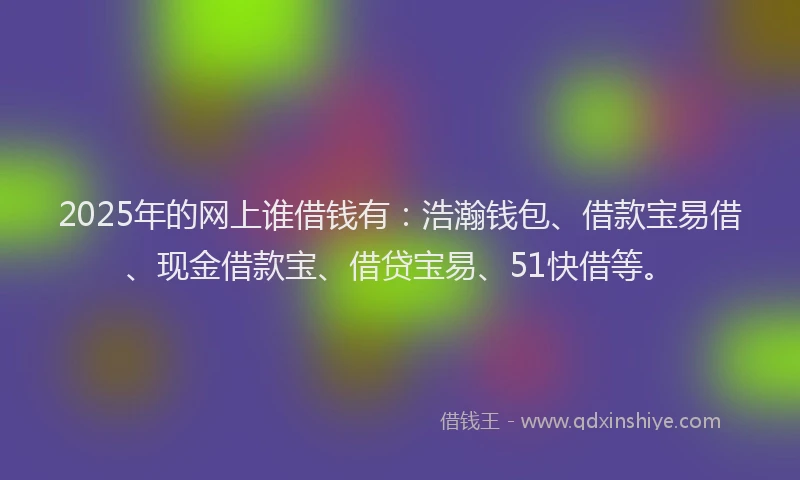 2025年的网上谁借钱有：浩瀚钱包、借款宝易借、现金借款宝、借贷宝易、51快借等。