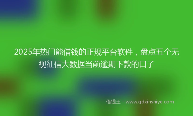 2025年热门能借钱的正规平台软件，盘点五个无视征信大数据当前逾期下款的口子