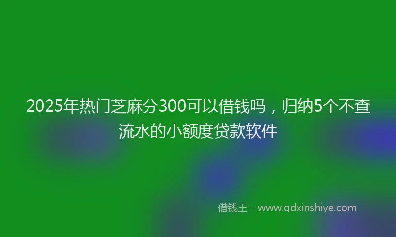 2025年热门芝麻分300可以借钱吗，归纳5个不查流水的小额度贷款软件