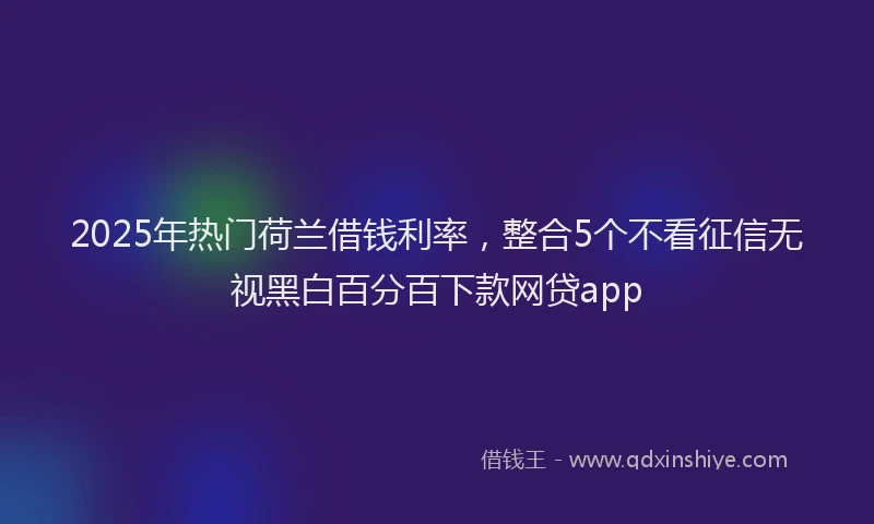 2025年热门荷兰借钱利率，整合5个不看征信无视黑白百分百下款网贷app