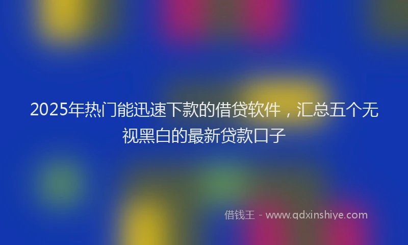 2025年热门能迅速下款的借贷软件，汇总五个无视黑白的最新贷款口子