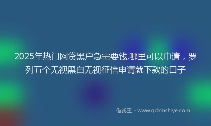 2025年热门网贷黑户急需要钱,哪里可以申请，罗列五个无视黑白无视征信申请就下款的口子