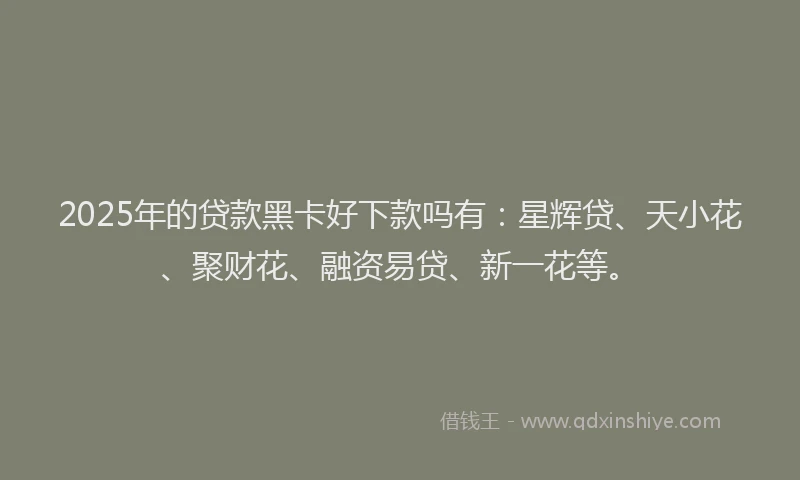 2025年的贷款黑卡好下款吗有：星辉贷、天小花、聚财花、融资易贷、新一花等。