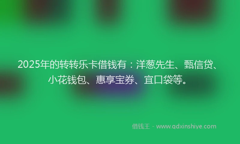2025年的转转乐卡借钱有：洋葱先生、甄信贷、小花钱包、惠享宝券、宜口袋等。