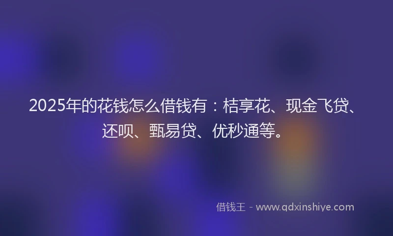 2025年的花钱怎么借钱有：桔享花、现金飞贷、还呗、甄易贷、优秒通等。