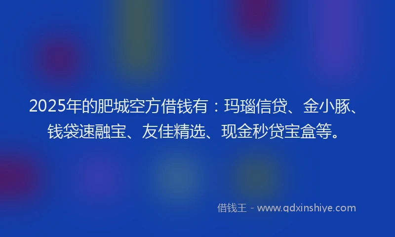2025年的肥城空方借钱有：玛瑙信贷、金小豚、钱袋速融宝、友佳精选、现金秒贷宝盒等。