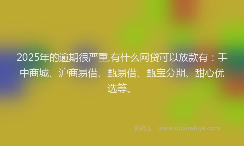 2025年的逾期很严重,有什么网贷可以放款有：手中商城、沪商易借、甄易借、甄宝分期、甜心优选等。