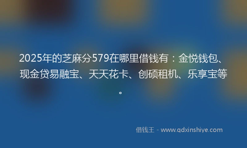 2025年的芝麻分579在哪里借钱有：金悦钱包、现金贷易融宝、天天花卡、创硕租机、乐享宝等。