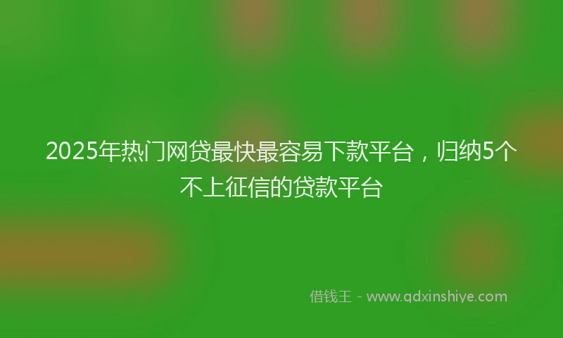 2025年热门网贷最快最容易下款平台，归纳5个不上征信的贷款平台