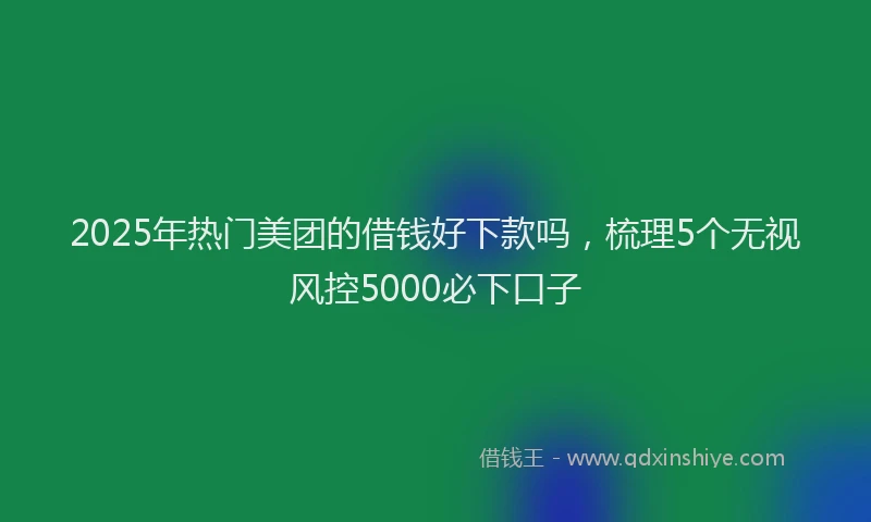 2025年热门美团的借钱好下款吗，梳理5个无视风控5000必下口子