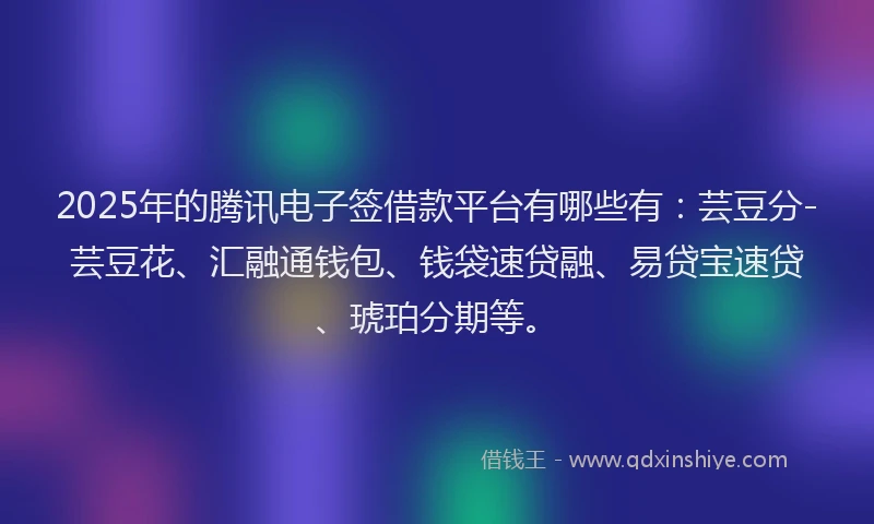 2025年的腾讯电子签借款平台有哪些有：芸豆分-芸豆花、汇融通钱包、钱袋速贷融、易贷宝速贷、琥珀分期等。