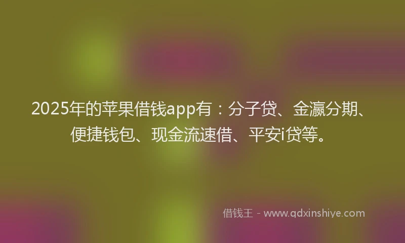 2025年的苹果借钱app有：分子贷、金瀛分期、便捷钱包、现金流速借、平安i贷等。