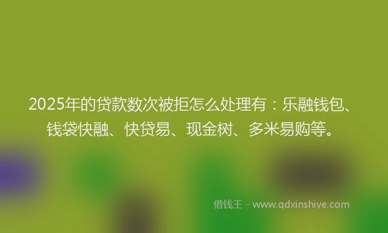 2025年的贷款数次被拒怎么处理有：乐融钱包、钱袋快融、快贷易、现金树、多米易购等。