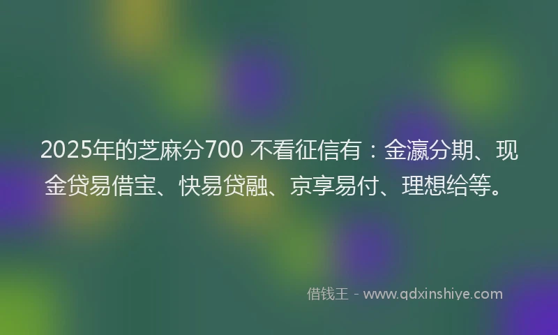 2025年的芝麻分700 不看征信有：金瀛分期、现金贷易借宝、快易贷融、京享易付、理想给等。