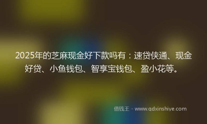2025年的芝麻现金好下款吗有：速贷侠通、现金好贷、小鱼钱包、智享宝钱包、盈小花等。