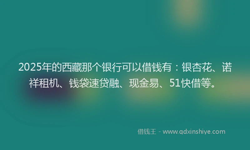 2025年的西藏那个银行可以借钱有：银杏花、诺祥租机、钱袋速贷融、现金易、51快借等。