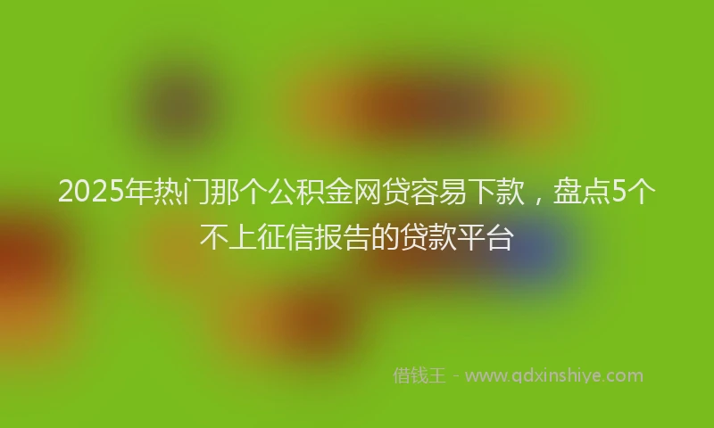 2025年热门那个公积金网贷容易下款，盘点5个不上征信报告的贷款平台