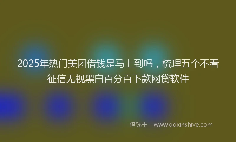 2025年热门美团借钱是马上到吗，梳理五个不看征信无视黑白百分百下款网贷软件