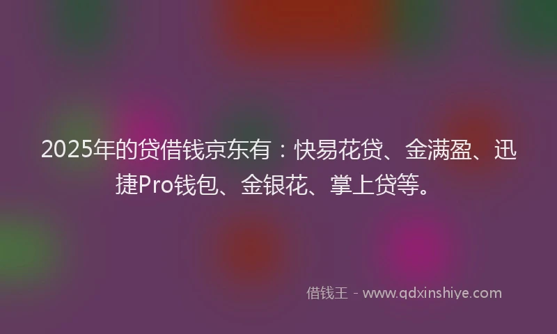 2025年的贷借钱京东有：快易花贷、金满盈、迅捷Pro钱包、金银花、掌上贷等。