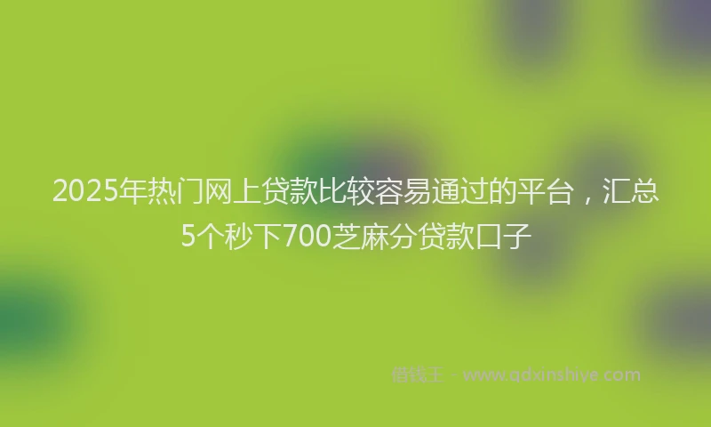2025年热门网上贷款比较容易通过的平台，汇总5个秒下700芝麻分贷款口子