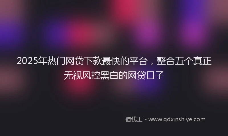 2025年热门网贷下款最快的平台，整合五个真正无视风控黑白的网贷口子