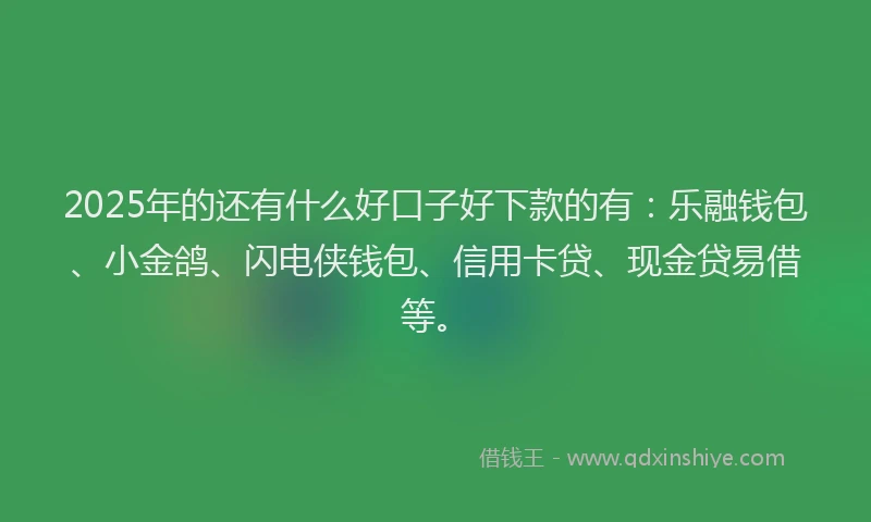 2025年的还有什么好口子好下款的有：乐融钱包、小金鸽、闪电侠钱包、信用卡贷、现金贷易借等。