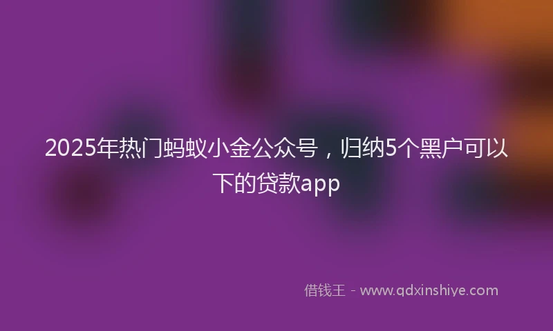 2025年热门蚂蚁小金公众号，归纳5个黑户可以下的贷款app