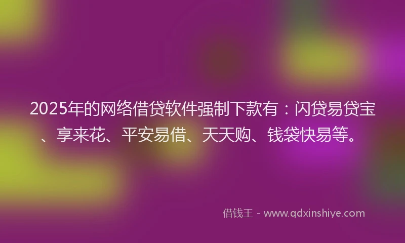 2025年的网络借贷软件强制下款有：闪贷易贷宝、享来花、平安易借、天天购、钱袋快易等。