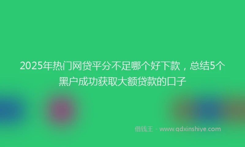 2025年热门网贷平分不足哪个好下款，总结5个黑户成功获取大额贷款的口子