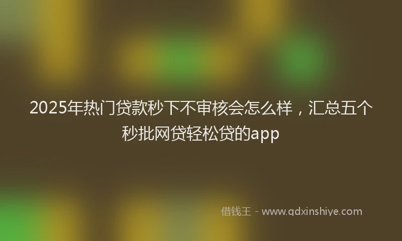 2025年热门贷款秒下不审核会怎么样，汇总五个秒批网贷轻松贷的app